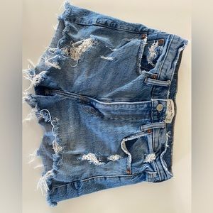 Distressed Blue Denim Shorts